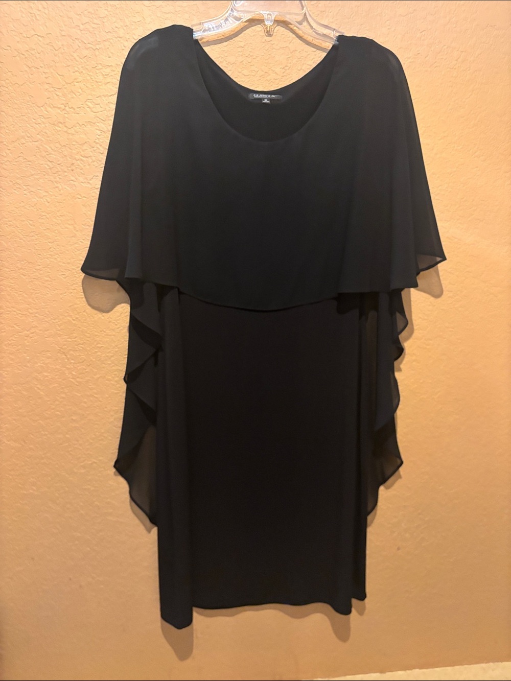 Collection B Black Layered Capelet-Style Long Sleeve Dress